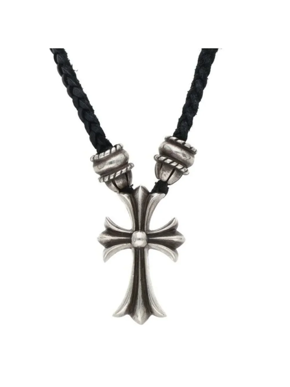 Chrome Hearts CH Crs Sml CL Small CH Cross Crimp Silver Necklace